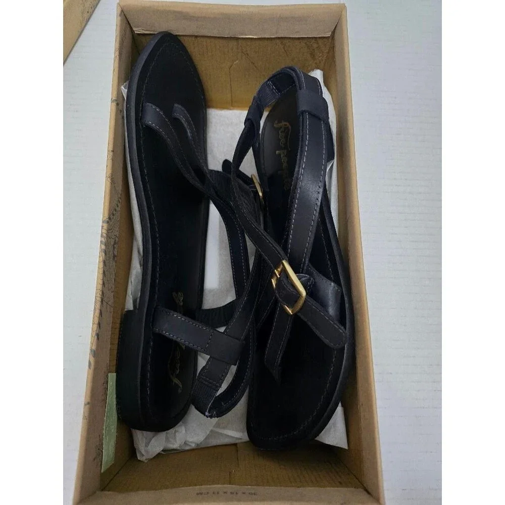 Free People Women's La Risa Black Strappy Sandals Size 10 M/ 40 Leather NIB $128